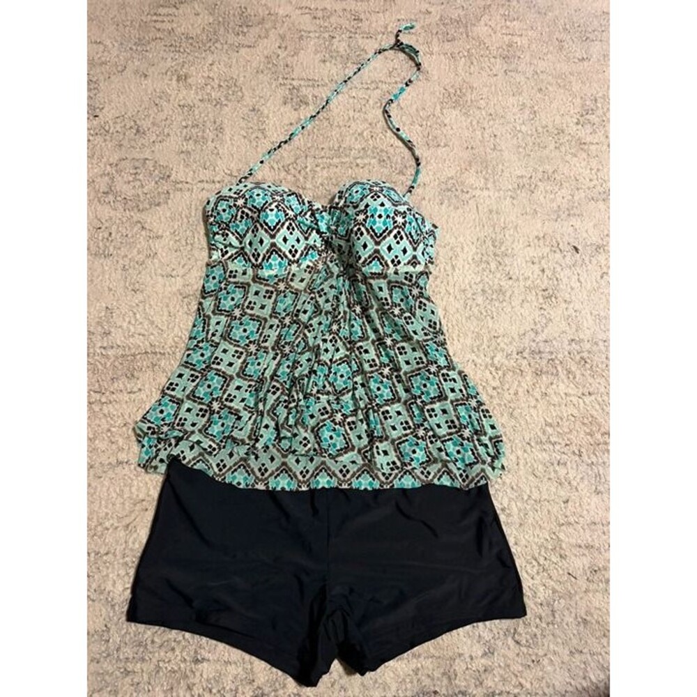 Tankini with Black Swim Shorts